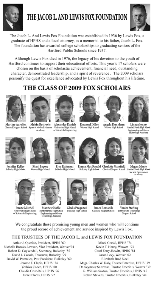 2009 Fox Scholars announcement