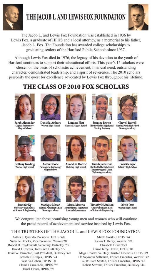 2010 Fox Scholars announcement