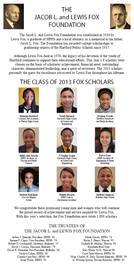 2013 Fox Scholars announcement