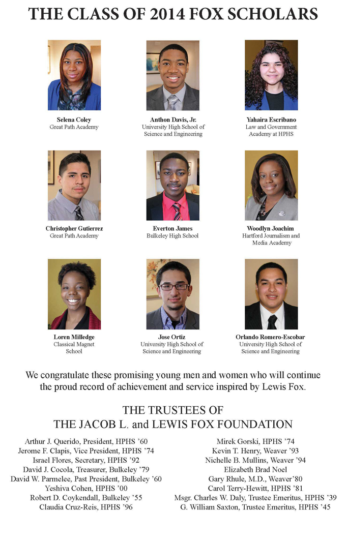 2014 Fox Scholars announcement