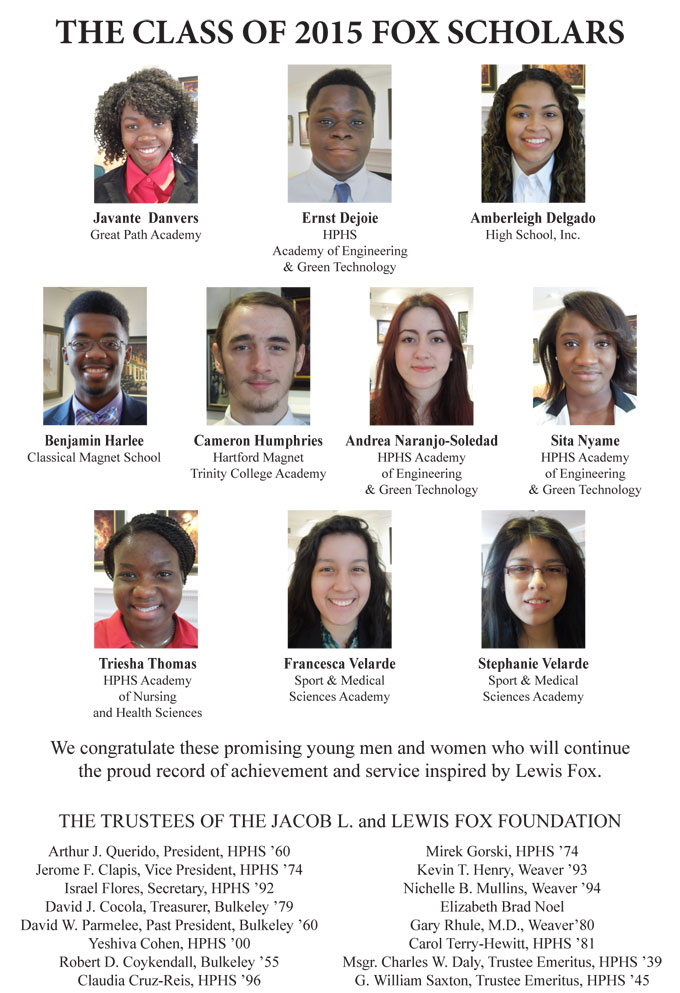 2015 Fox Scholars announcement