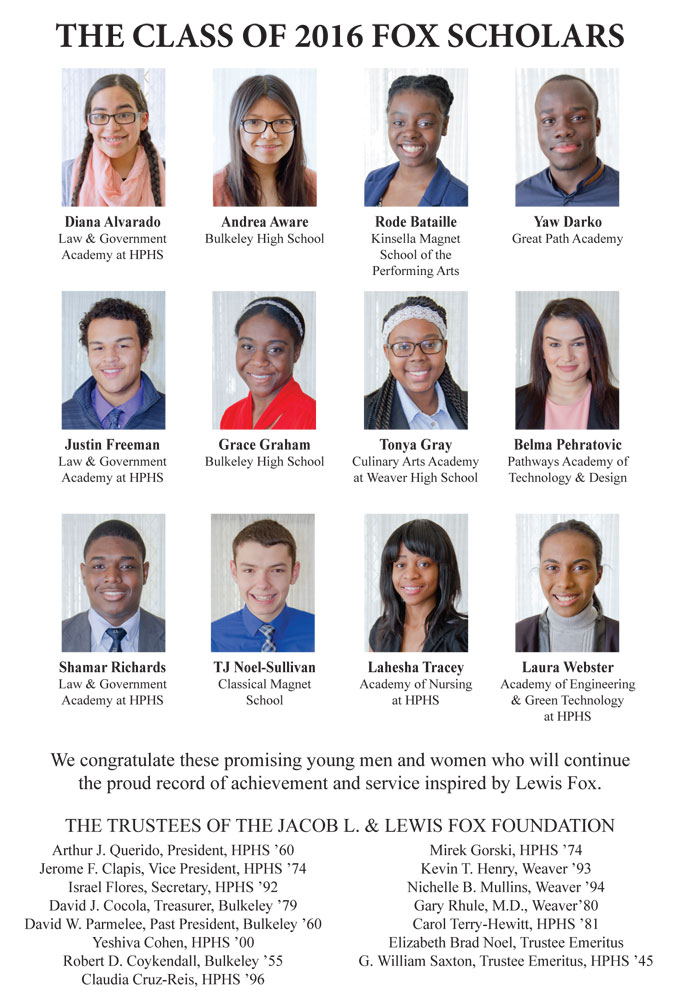 2016 Fox Scholars announcement