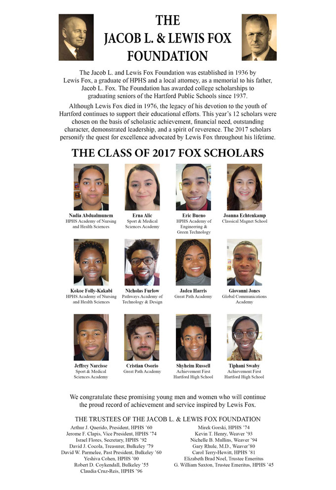 2017 Fox Scholars announcement