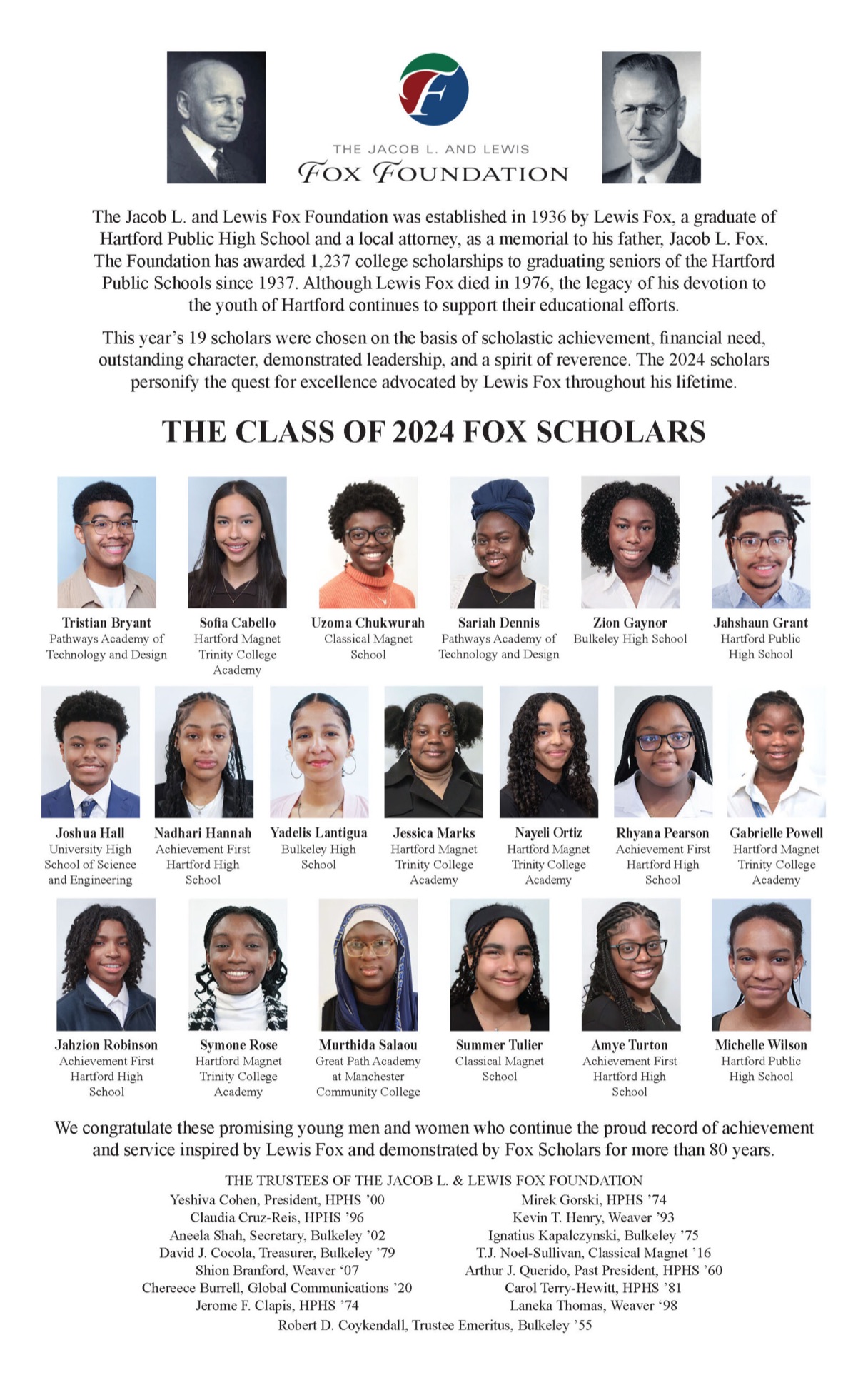 2024 Fox Scholars announcement